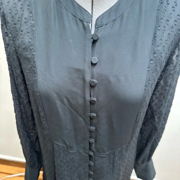 Madewell Black Whimsical Boho Textured Long Sleeve Dress - Picture 3 of 5